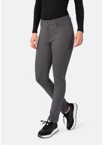 STOOKER WOMEN Damen 5-Pocket-Hose "Magic Shape Fit Milano Jersey Print", grau, casual, Gr. 42, Twill, 70% Viskose, 25% Polyester, 5% Elasthan, Hosen,