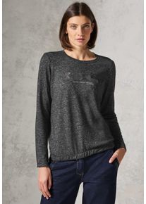 Cecil Damen Langarmshirt, schwarz, casual, Gr. XL, bedruckt, Stoff, 67% Viskose, 28% Polyester, 5% Elasthan, Shirts, mit dekorativem Folien-Print