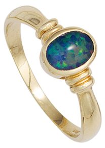 Jobo Damen Goldring, 56, Gelbgold 585, gelb, Gelbgold 585, Fingerringe, 585 Gold mit Opal-Triplette