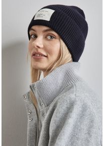 Street One Damen Strickmütze, lila, casual, unifarben, Stoff, Viskosemischung, Mützen, Aufnäher mit Schriftzug