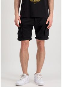 Herren Cargoshorts "Crew Short", schwarz, modisch, Gr. 32, Alpha Industries, unifarben, Web, Obermaterial: 98% Baumwolle, 2% Elasthan, Hosen