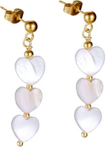Firetti Damen Paar Ohrhänger "Schmuck Geschenk Edelstahl Ohrschmuck Ohrringe Herz", Edelstahl, weiß, Edelstahl, Ohrringe, mit Perlmutt