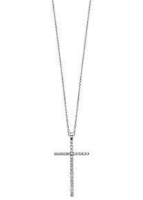 JULIE JULSEN Damen Kette mit Anhänger "Halskette KREUZ Glitzersteine, JJNE01024.1, JJNE01024.2, JJNE01024.3", Silber 925 (Sterlingsilber), L: 45cm,