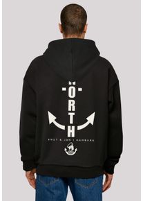 F4NT4STIC Herren Kapuzenpullover "North Anchor Knut & Jan Hamburg", schwarz, casual, Gr. L, Obermaterial: 100% Baumwolle, Pullover, Print