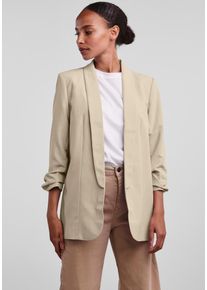 Pieces Damen Blusenblazer "PCBOSELLA 3/4 BLAZER NOOS", weiß, casual, Gr. M, unifarben, Web, Obermaterial: 79% Polyester, 16% Viskose, 5% Elasthan,