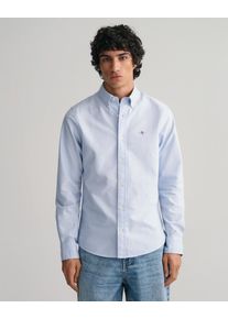 Gant Herren Langarmhemd "Slim Fit Oxford Hemd strukturiert langlebig dicker", blau, klassisch, Gr. XXXL, unifarben, Popeline, Obermaterial: 100%