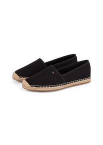 Tommy Hilfiger Damen Espadrille "FLAG CANVAS ESPADRILLE", Gr. 42, schwarz, Textil, sportlich, Schuhe, Slipper, Flats, Bequemschuh mit Bastbezug und