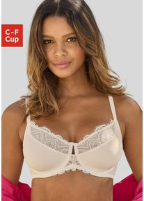 Nuance Damen Minimizer-BH, Gr. 80, beige, Microtouch, Spitze, Obermaterial: 85% Polyamid, 15% Elasthan, elegant, BHs, mit extravagantem
