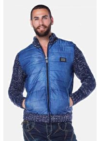 Cipo & Baxx CIPO & BAXX Herren Strickjacke "Jacke", blau, Basic, Gr. S, meliert, 100% Polyester, Strickjacken, in Regular-Fit, CP127