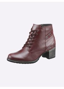 Heine Damen Schnürstiefelette, Gr. 38, rot, Leder, Glattleder, modisch, Schuhe