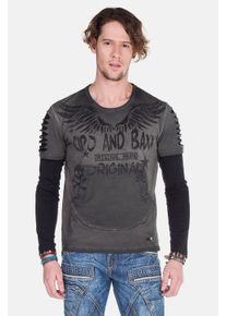 Cipo & Baxx CIPO & BAXX Herren Sweatshirt "Sweatshirts", grau, casual, Gr. S, bedruckt, 95% Baumwolle;5% Elasthan, Sweatshirts, mit Motiv-Print, CL-265