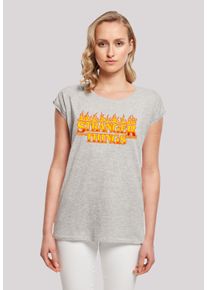 F4NT4STIC Damen T-Shirt "Stranger Things Fire Logo", grau, casual, Gr. XS, Obermaterial: 100% Baumwolle, Shirts, Premium Qualität
