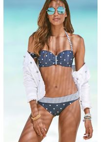 s.Oliver Damen Bikini-Hose "Audrey", blau, Gr. 42, gepunktet, gestreift, Recycling-Polyamid, Badehosen, mit Umschlagbund und Mustermix