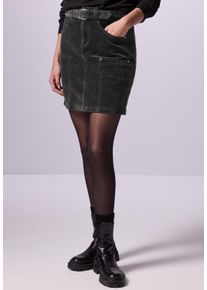 Damen Cordrock, grau, casual, Gr. 42, STREET ONE STUDIO, unifarben, Web, 97% Baumwolle, 3% Elasthan, Röcke, mit seitlichen Einschubtaschen