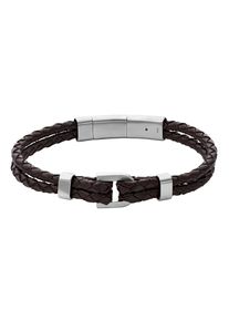 Fossil Armband "VINTAGE CASUAL, JF04202040, JF04203040", Edelstahl-Leder, braun, Edelstahl, Leder, Armbänder