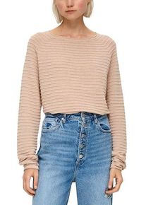 QS Damen Strickpullover, braun, casual, Gr. M, Strukturmuster, unifarben, Strick, Obermaterial: 65% Polyester, 35% Viskose, Pullover, mit