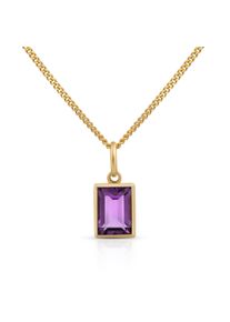 OROLINO Damen Kette mit Anhänger "585 Gold mit echtem Amethyst 42/45cm lang", 42/45cm, Gold, L: 45cm B: 6.0mm, gelb, Gold, B:6.0mm, Halsketten