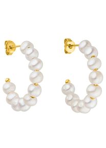 PURELEI Damen Paar Creolen "Schmuck Geschenk Aina Ohrringe, 2125-Earring-Aina", Edelstahl-Perlen, gold, Edelstahl, Perlen, Ohrringe, mit