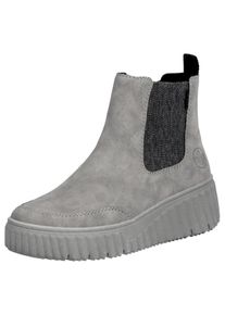 Rieker Damen Chelseaboots, Gr. 43, grau, Lederimitat, sportlich, Schuhe, Schlupfboots, Keilstiefelette mit Anziehlasche