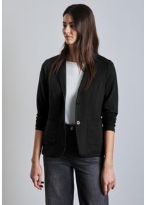 Street One Damen Sweatblazer, schwarz, casual, Gr. 36, unifarben, Jersey, 93% Baumwolle, 7% Elasthan, Blazer, mit aufgenähten Taschen