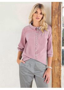 Heine Damen Jeansbluse, rosa, Gr. 34, unifarben, 96% Baumwolle, 4% Elasthan, Blusen