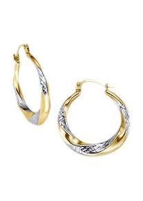 Firetti Damen Paar Creolen "Schmuck Geschenk Gold 375 Ohrschmuck Creole", Gelbgold 375, silber, Gelbgold 375, Ohrringe