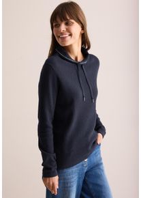 Cecil Damen Strickpullover, blau, casual, Gr. XL, unifarben, Web, 100% Baumwolle, Pullover, aus reiner Baumwolle