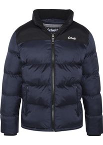 Schott NYC Herren Steppjacke, blau, Basic, Gr. XL, unifarben mit Farbeinsatz, Softshell, Obermaterial: 100% Nylon, Jacken, Unisex-Schnitt