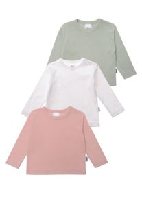 Liliput Jungen Langarmshirt "weiß, schilf und rosé", bunt, Gr. 62, unifarben, 100% Baumwolle, Shirts, mit Druckknöpfen auf der Schulter