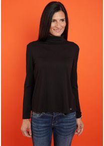 Seidel Moden Damen Langarmshirt, schwarz, casual, Gr. 34, Strukturmuster, Rippware, Obermaterial: 80% Polyester, 16% Viskose, 4% Elasthan, Shirts,