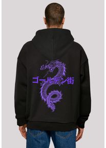F4NT4STIC Herren Kapuzenpullover "Drache Japan - Golden Gai", schwarz, casual, Gr. L, Obermaterial: 100% Baumwolle, Pullover, Print