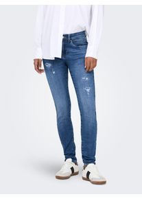 Only Damen Skinny-fit-Jeans "ONLRUSH MID WAIST SK REP DNM MAS", blau, modisch, Gr. L, unifarben, Denim/Jeans, Obermaterial: 92% Baumwolle, 6%