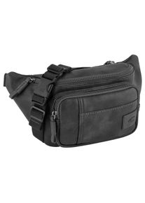 Camel Active Damen Bauchtasche "Laos", schwarz, Polyurethan, Polyurethan (PU), beschichtet, kontrastfarbene Details, leichte Abriebeffekte, Retro,