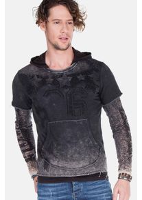 Cipo & Baxx CIPO & BAXX Herren Kapuzensweatshirt "Sweatshirts", grau, casual, Gr. L, bedruckt, 100% Baumwolle, Sweatshirts, im Lagenlook, CL-279