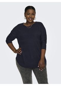 Only CARMAKOMA Damen Rundhalspullover "CARNEWAIRPLAIN LS PULLOVER KNT", blau, casual, Gr. XL, unifarben, Strick, Obermaterial: 100% Polyacryl,