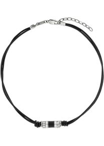 s.Oliver Herren Kette mit Anhänger "2038006", Edelstahl-Leder, L: 50cm, schwarz, Edelstahl, Leder, Halsketten