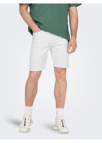Only & Sons ONLY & SONS Herren Jeansshorts "ONSPLY LIGHT BLUE 5189 SHORTS DNM NOOS", weiß, modisch, Gr. S, unifarben, Denim/Jeans, Obermaterial: 99% Baumwolle,