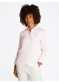 Tommy Hilfiger Damen Hemdbluse "ESS POPLIN REGULAR SHIRT", rosa, klassisch, Gr. 44, gestreift, Popeline, Obermaterial: 69% Baumwolle, 27% Polyamid,