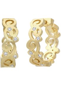 Firetti Damen Paar Creolen "Schmuck Geschenk Gold 585 Ohrschmuck Ohrringe Ranke", 0,1 ct SI = kleine Einschlüsse, Gelbgold 585-Diamanten, gold,