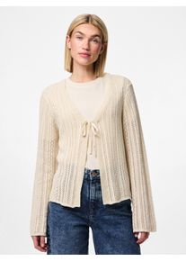 Pieces Damen Strickjacke "PCNUKA LS KNIT CARDIGAN NOOS BC", beige, modisch, Gr. M, unifarben, Strick, Obermaterial: 100% Baumwolle, Strickjacken