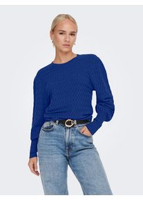 Only Damen Rundhalspullover "ONLFAYE LIFE L/S PULLOVER KNT NOOS", blau, modisch, Gr. XL, unifarben, Strick, Obermaterial: 52% Viskose, 28% Polyester,