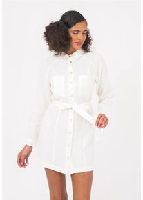 FRESHLIONS Damen Jerseykleid "Belinda", weiß, casual, Gr. XL, unifarben, 100% Leinen, Kleider, mit praktischem Bindeband
