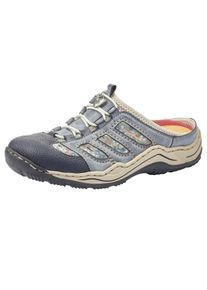 Rieker Damen Clog, Gr. 41, blau, Lederimitat, Textil, mehrfarbig, sportlich, Schuhe, Keilabsatz, Sommerschuh, Schlappen zum Schlupfen