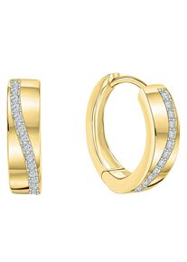 Firetti Damen Paar Creolen "Schmuck Geschenk Gold 375 Ohrschmuck Creole", Gelbgold 375, gold, Gelbgold 375, Ohrringe, mit Zirkonia (synth.)