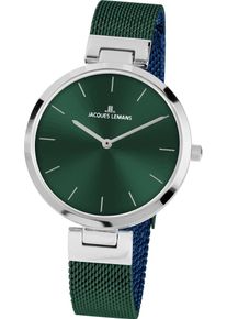Jacques Lemans Damen Quarzuhr "Milano, 1-2110H", grün, Armbanduhren, Armbanduhr, Damenuhr, gehärtetes Crystexglas, Edelstahlarmband
