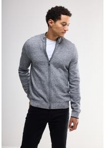 Street One MEN Herren Strickjacke, blau, casual, Gr. XXXL, Strukturmuster, Web, 80% Baumwolle, 20% Nylon, Strickjacken, mit Stehkragen
