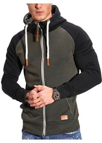 behype Herren Sweatjacke "RAGLAN", grün, Gr. S, unifarben, 70% Baumwolle, 30% Polyester, Sweatjacken, mit Raglan-Ärmeln