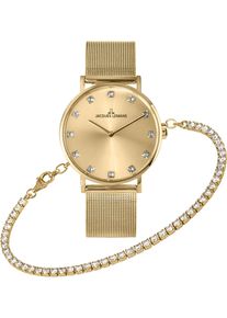Jacques Lemans Damen Quarzuhr "Nice Set, 1-2142B-SET", gold, Armbanduhren, Armbanduhr,Damen,Geschenkidee,Swarovski-Kristalle,Edelstahlarmband