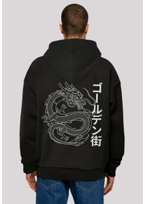F4NT4STIC Herren Kapuzenpullover "Drache Golden Gai", schwarz, casual, Gr. XS, Obermaterial: 100% Baumwolle, Pullover, Print