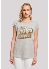 F4NT4STIC Damen T-Shirt "Stranger Things Greetings From Upside Down", grau, casual, Gr. 4XL, Obermaterial: 100% Baumwolle, Shirts, Premium Qualität